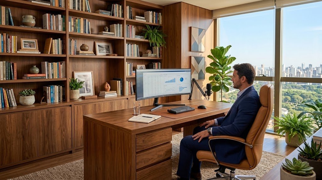 escritorio sofisticado cadeira mesa de madeira cadeira executiva diretor computador de mesa